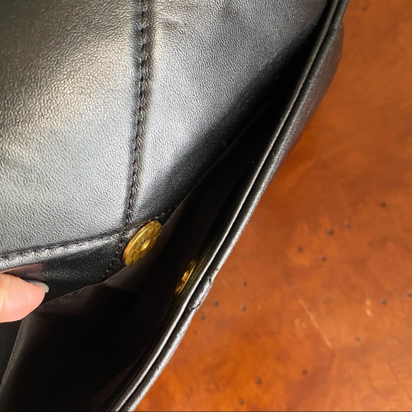 *READ Black Leather Flap Ombre Quilted Chain Crossbody Top Handle Purse Bag S4 - Picture 9 of 10